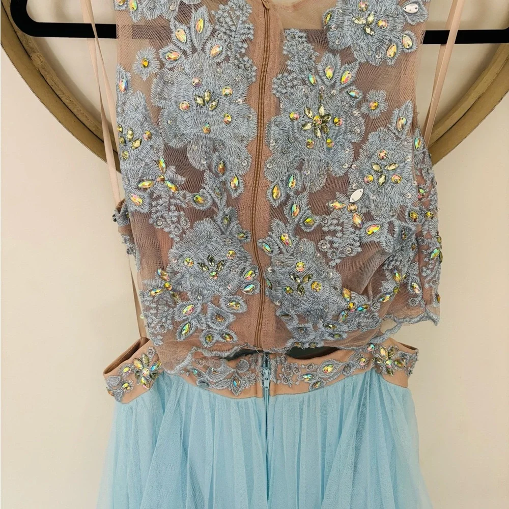 Elegant Light Blue 2 Piece Embellished Prom Dress - Picture 4 of 5